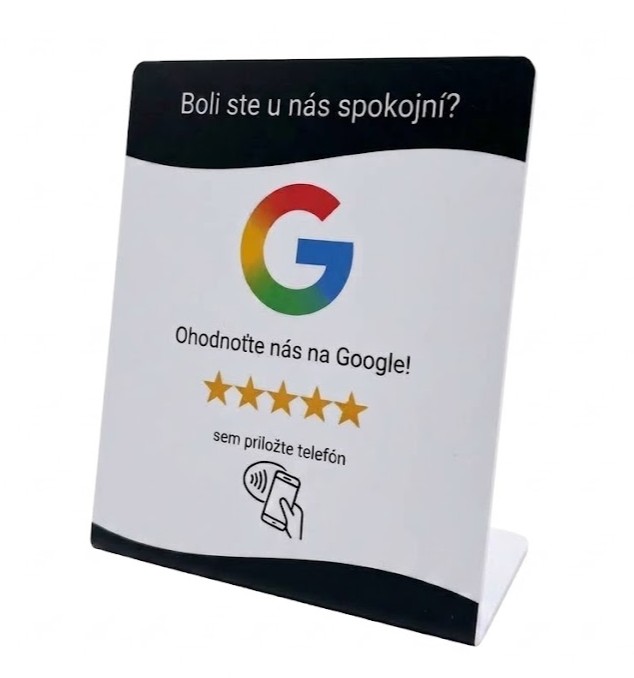 Stojan s NFC čipom na Google recenzie